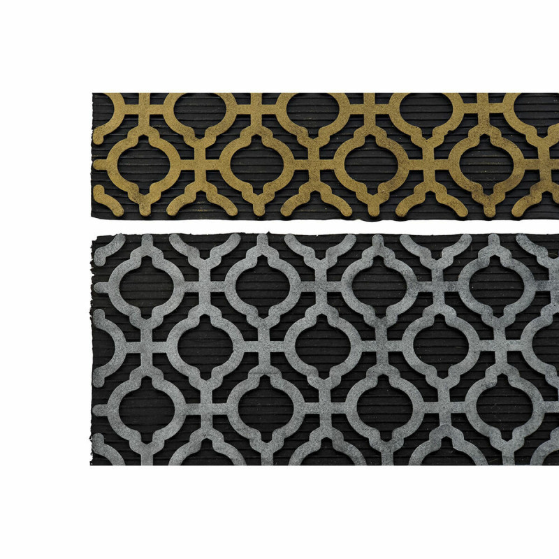 Image secondaire de Paillasson DKD Home Decor Argenté Noir Doré Caoutchouc Arabe 2 Unités (75 x 45 x 0,5 cm)