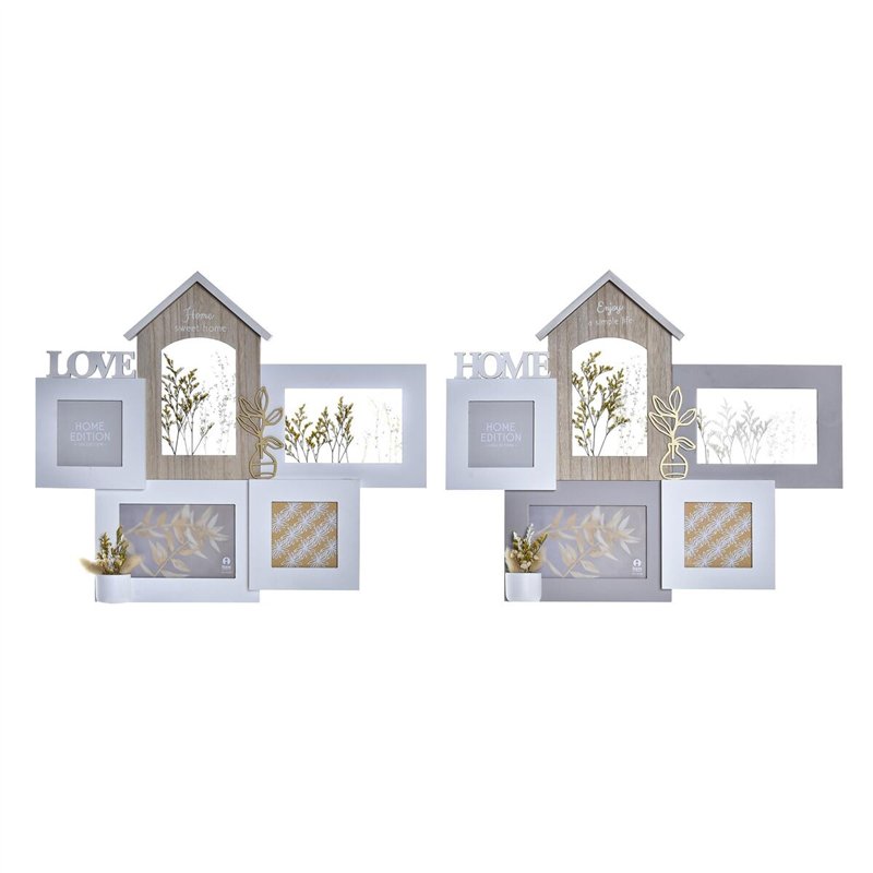 Cadre photo DKD Home Decor Love Home Bois Fleur Naturel (46 x 3 x 39 cm) (2 Unités)