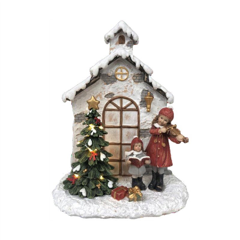 Image secondaire de Décorations de Noël DKD Home Decor Résine Maison (16,5 x 9 x 21 cm) (2 Unités)