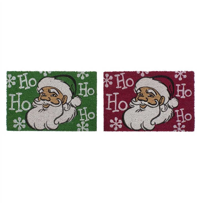 Paillasson DKD Home Decor Noël PVC Père Noël Fibres de coco (60 x 40 x 1,5 cm) (2 Unités)