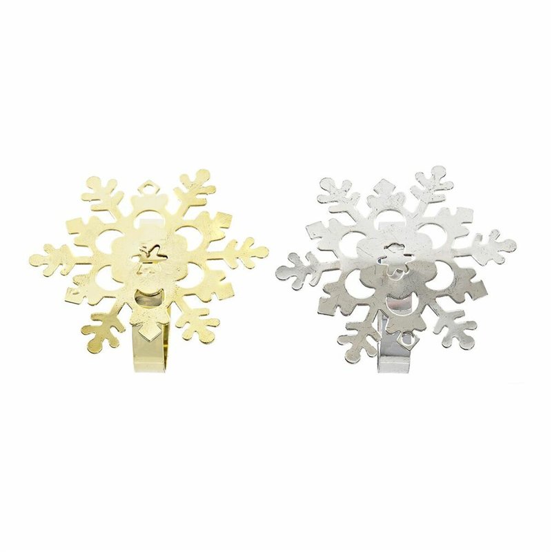 Image secondaire de Porte-serviettes DKD Home Decor Lot Métal Flocons de neige (5 x 5 x 17 cm) (2 Unités)