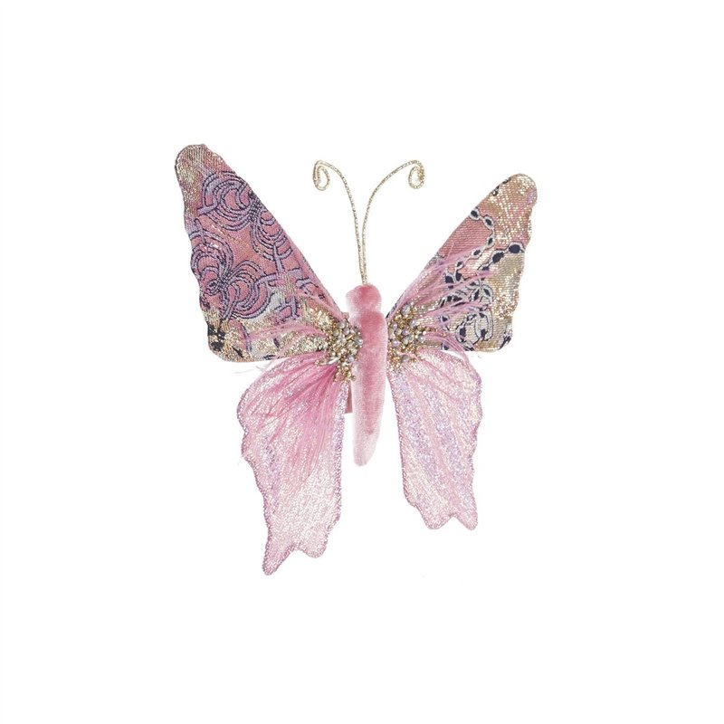 Image secondaire de Décorations de Noël DKD Home Decor Polyester Papillon (22 x 3 x 18 cm) (2 Unités)