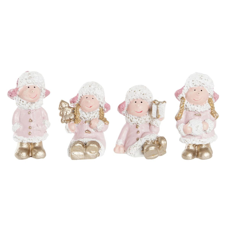 Décorations de Noël DKD Home Decor Résine Ange (3,5 x 2,5 x 4 cm) (4 Unités)