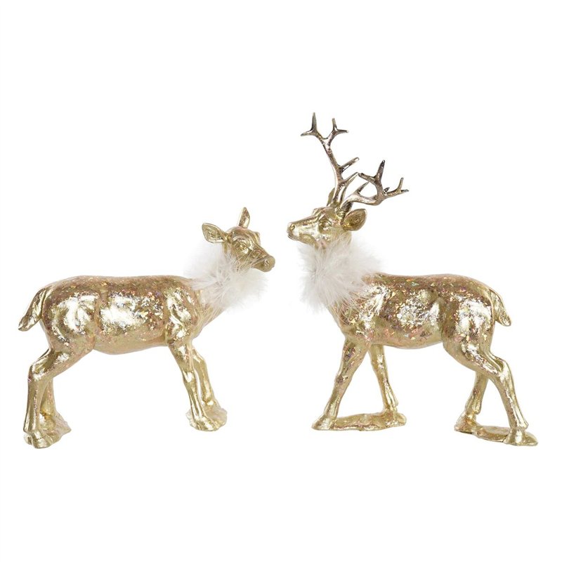 Décorations de Noël DKD Home Decor Résine Renne (17,5 x 9 x 22,5 cm) (2 Unités)