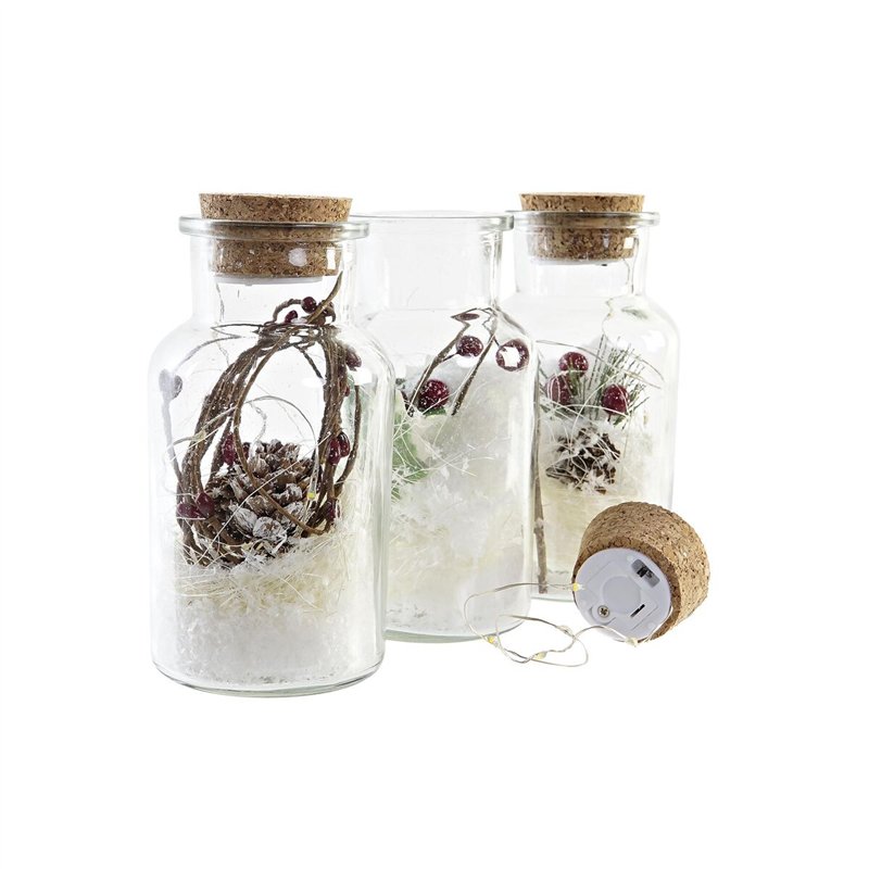Image secondaire de Décoration lumineuse DKD Home Decor Noël Naturel (6 x 6 x 14 cm) (3 Unités)