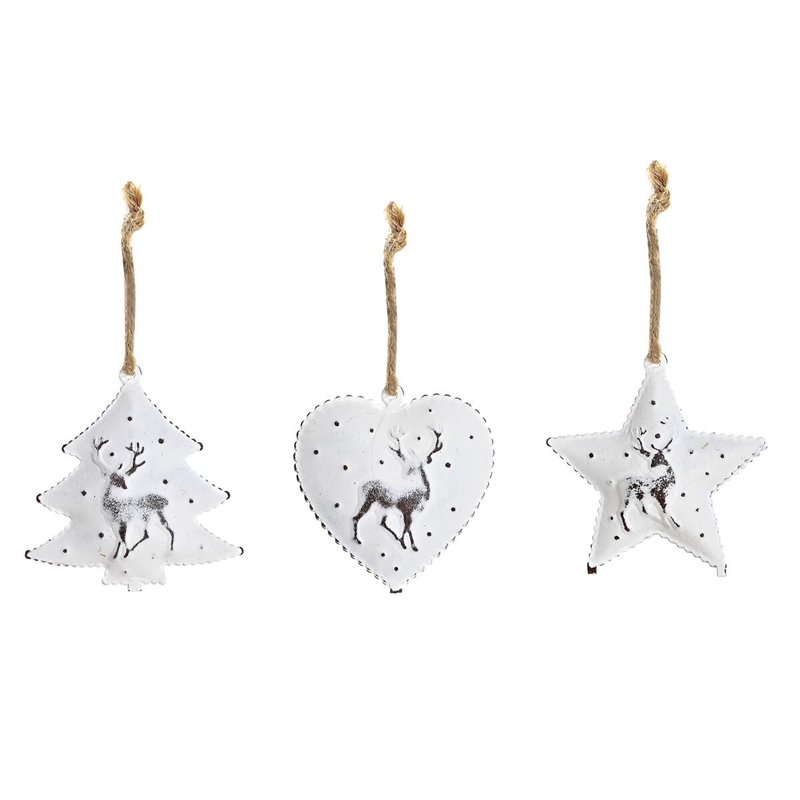 Ensemble Décorations de Noël DKD Home Decor Métal (12 x 12 x 3 cm) (3 Unités)