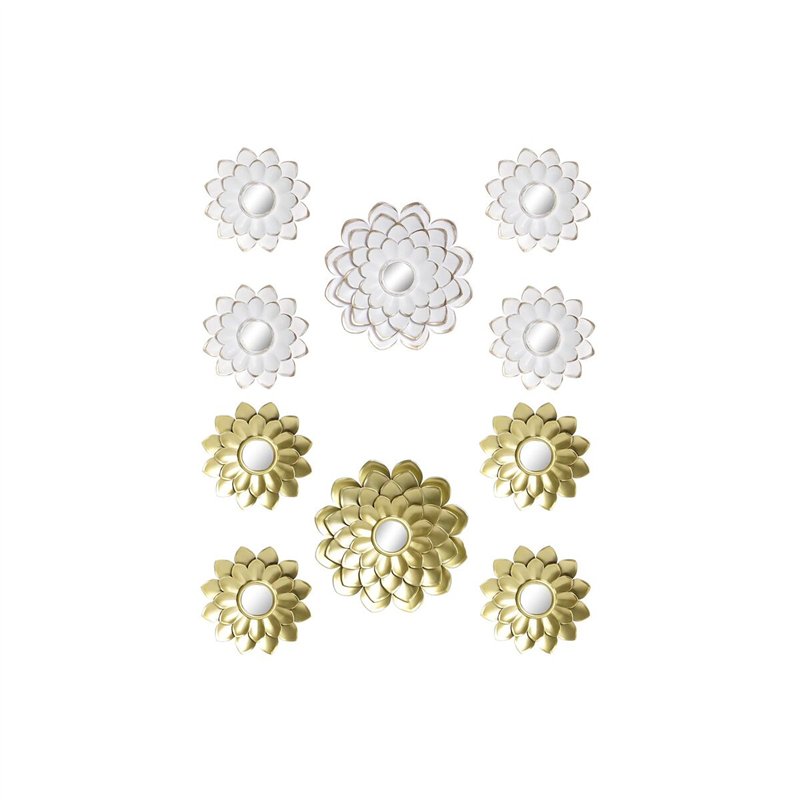 Ensemble de miroirs DKD Home Decor Miroir Champagne Doré Blanc PP 2 Unités (35 x 1,5 x 35 cm)