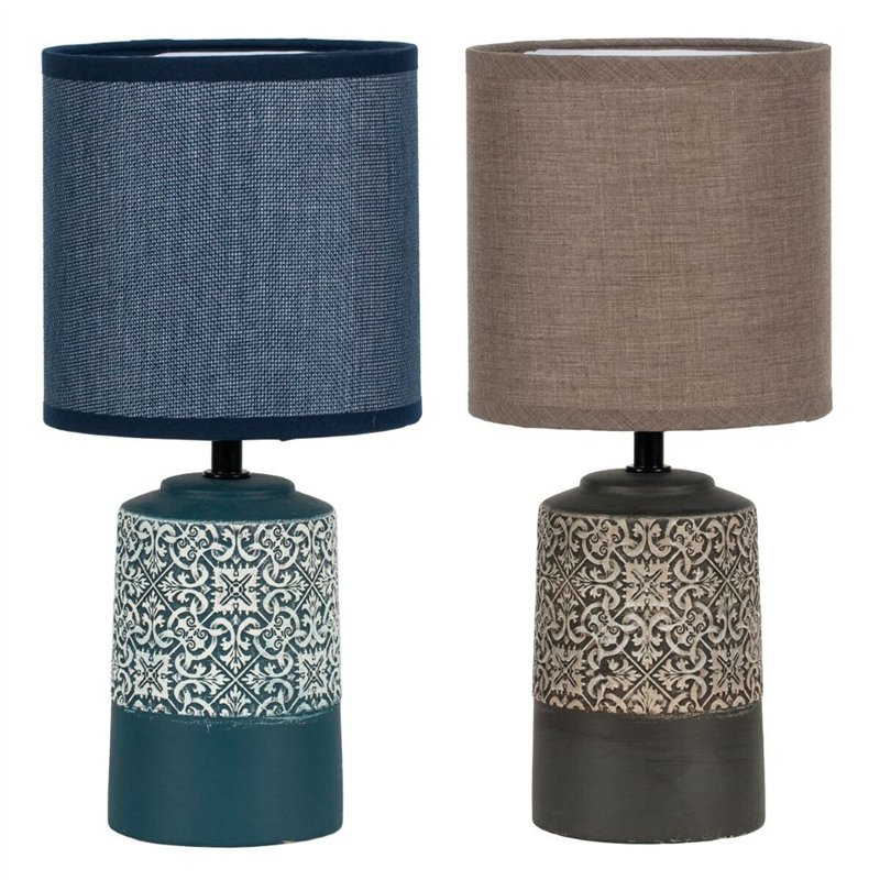 Lampe de bureau DKD Home Decor Céramique Grès 50 W (15 x 15 x 32 cm) (2 Unités)