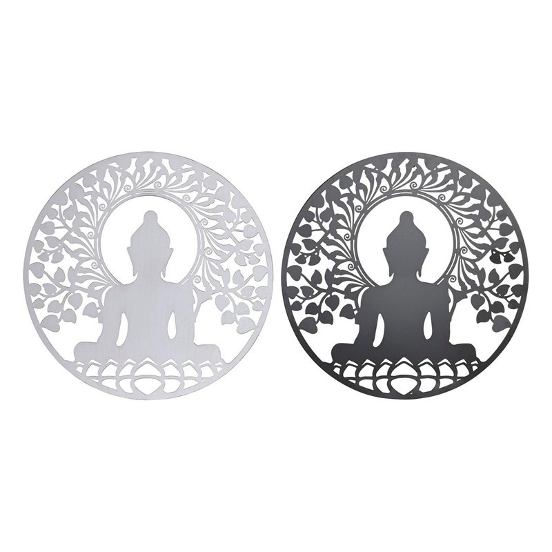 Décoration murale DKD Home Decor Métal Buda (2 Unités) (60 x 1 x 60 cm)