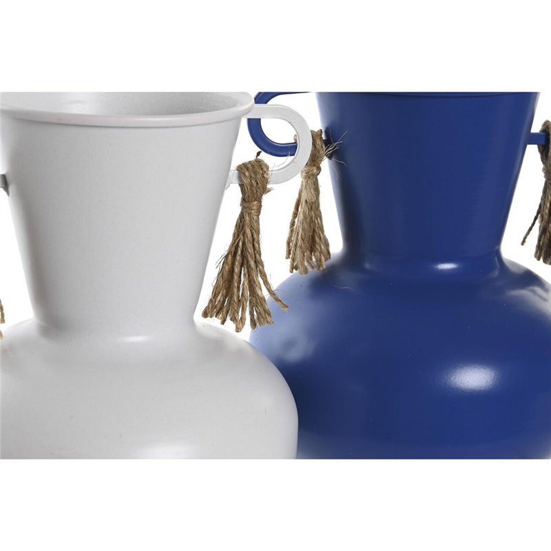 Image secondaire de Vase DKD Home Decor Métal Blanc Blue marine (12 x 12 x 16 cm) (2 Unités)