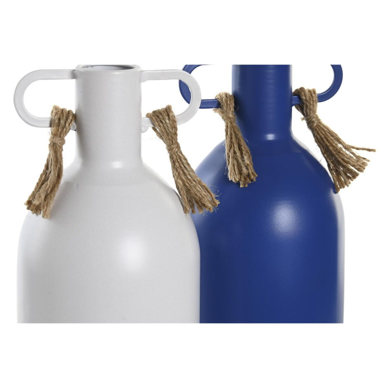Image secondaire de Vase DKD Home Decor Métal Blanc Blue marine (9 x 9 x 19 cm) (2 Unités)
