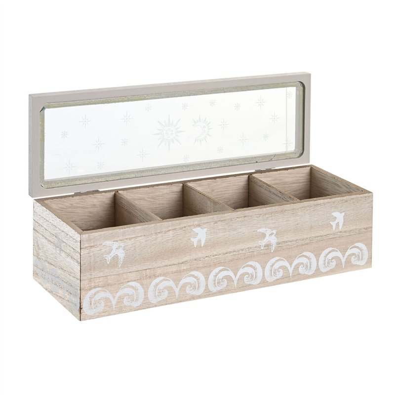Image secondaire de Boîte pour infusions DKD Home Decor Verre Bleu Blanc Bois MDF (30 x 9 x 8 cm) (2 Unités)