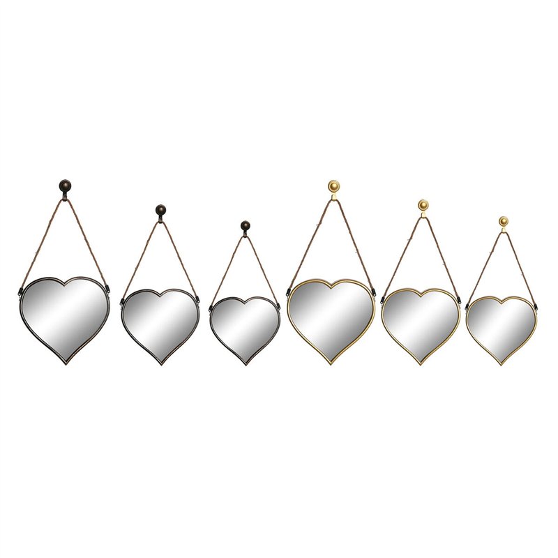 Ensemble de miroirs DKD Home Decor Scandi Verre Noir Doré polypropylène (26 x 3 x 26 cm) (2 Unités)