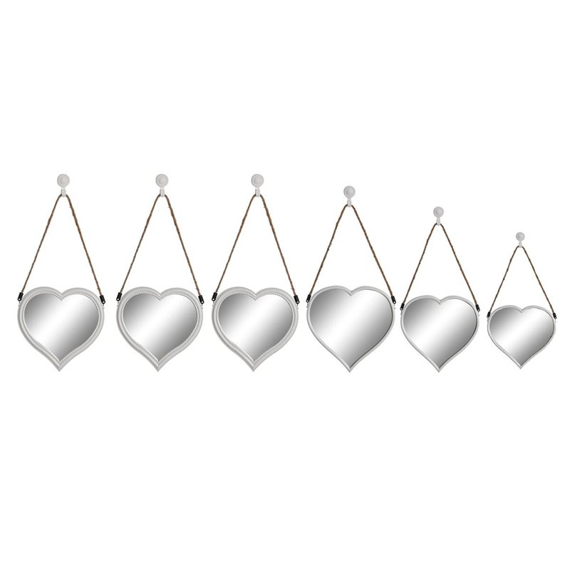 Ensemble de miroirs DKD Home Decor Scandi Verre Blanc polypropylène (26 x 3 x 26 cm) (2 Unités)