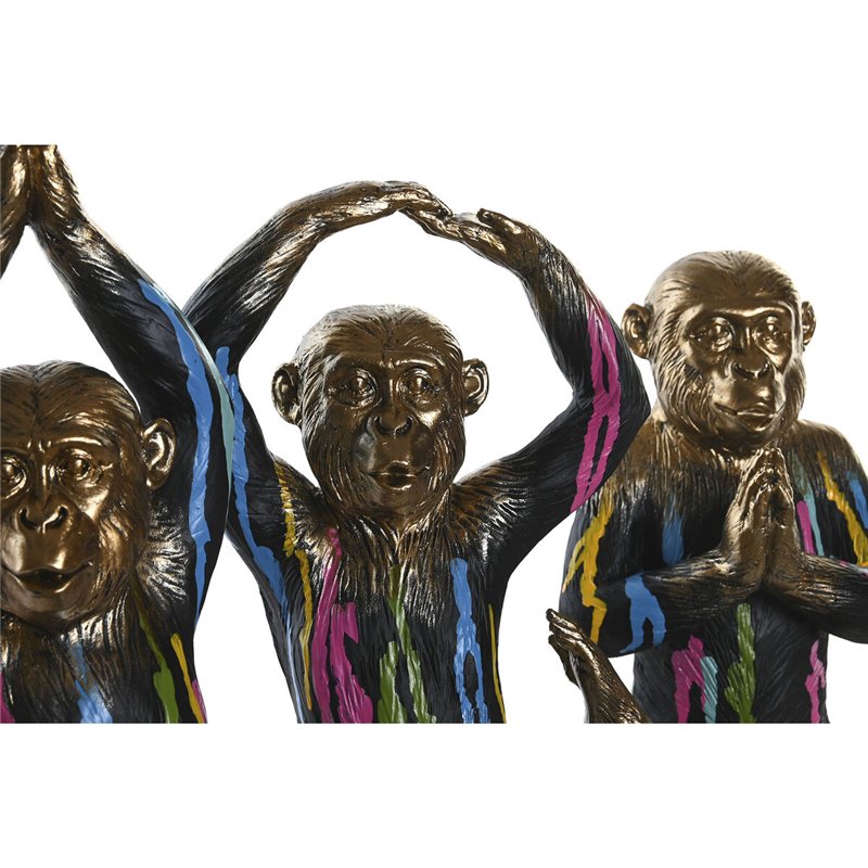 Image secondaire de Figurine Décorative DKD Home Decor Doré Résine Multicouleur Singe Moderne (19 x 12 x 24,5 cm) (3 Unités)