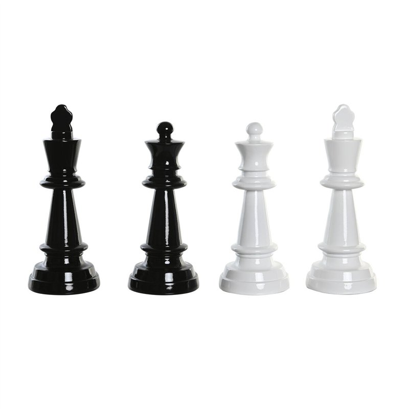 Figurine Décorative DKD Home Decor Noir Blanc Résine Pièces du jeu d'échec Moderne (11 x 11 x 27,5 cm) (4 Unités)