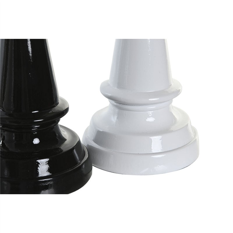 Image secondaire de Figurine Décorative DKD Home Decor Noir Blanc Résine Pièces du jeu d'échec Moderne (11 x 11 x 27,5 cm) (4 Unités)