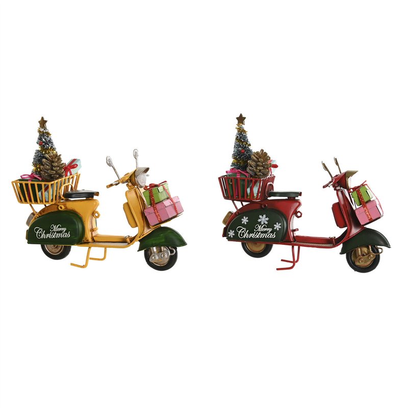 Décorations de Noël DKD Home Decor Jaune Rouge Moto 17 x 7 x 14,5 cm (2 Unités)