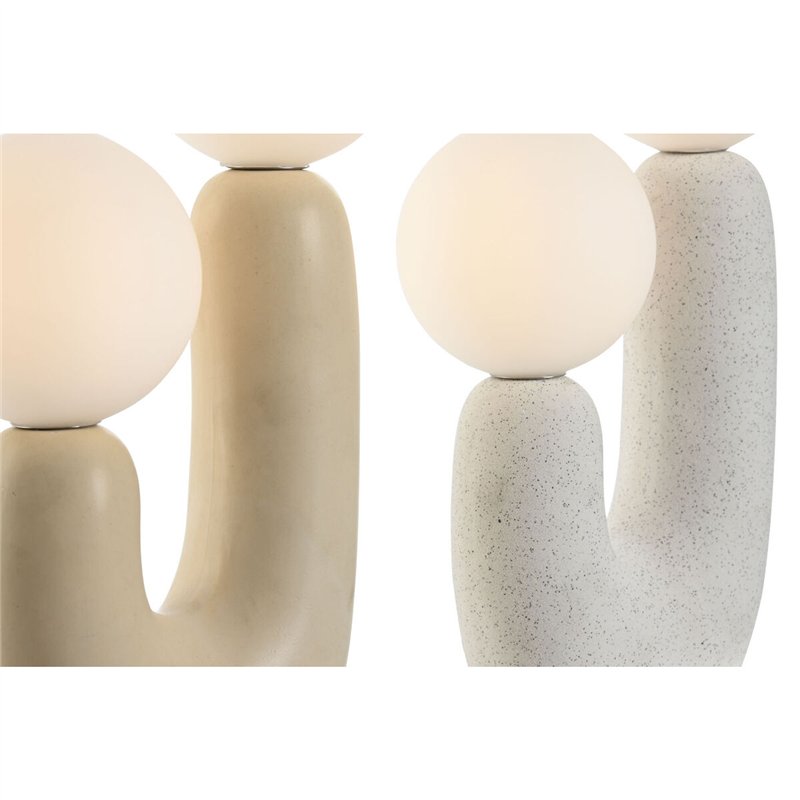 Image secondaire de Lampe de bureau Home ESPRIT Blanc Beige Céramique Verre 220 V 20 x 11 x 31 cm (2 Unités)