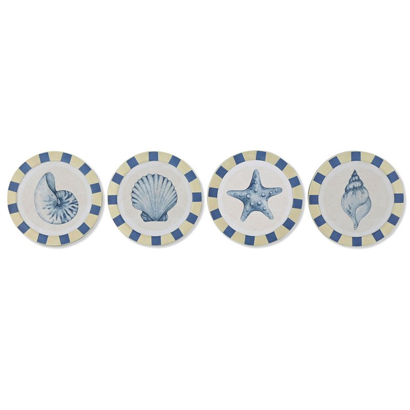 Décoration murale Home ESPRIT Bleu Blanc méditerranéen 30 x 3 x 30 cm (4 Unités)