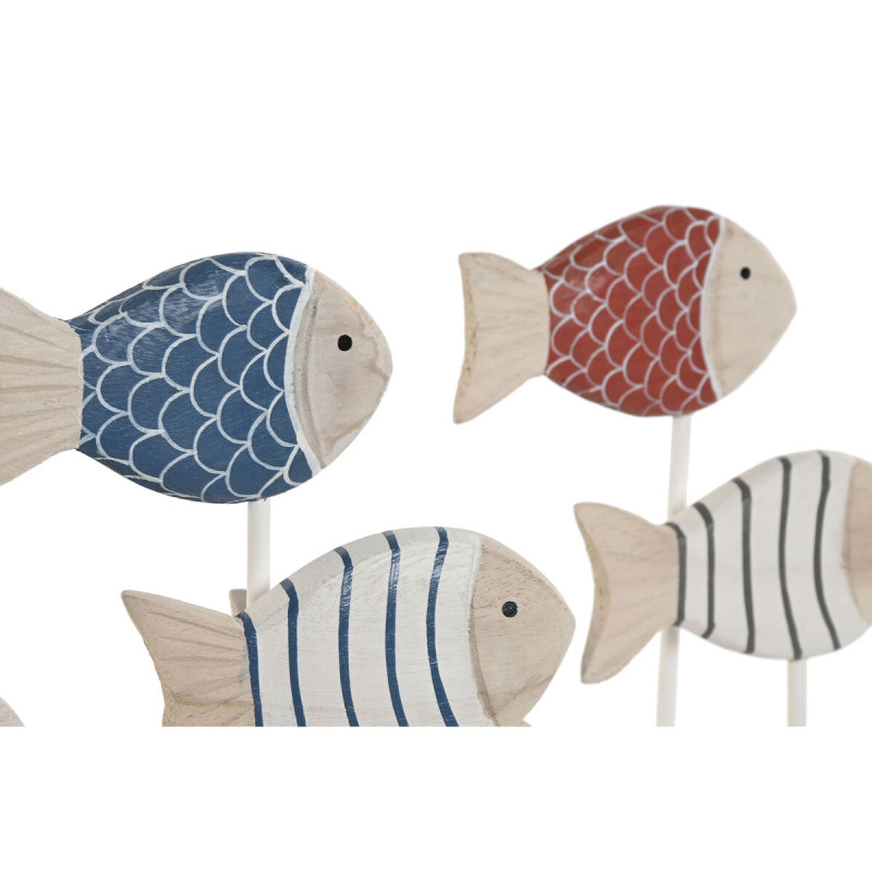 Image secondaire de Figurine Décorative Home ESPRIT Bleu Blanc Rouge Poissons 17 x 6 x 25 cm (2 Unités)
