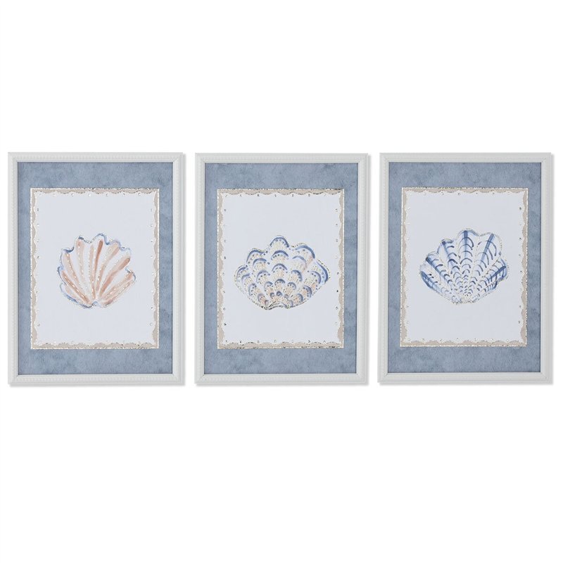 Cadre Home ESPRIT Bleu Crème 30 x 3 x 40 cm (3 Unités)