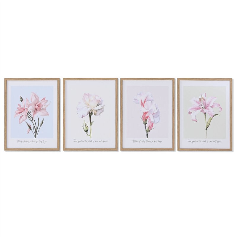 Cadre Home ESPRIT Fleurs Shabby Chic 30 x 1,8 x 40 cm (4 Unités)