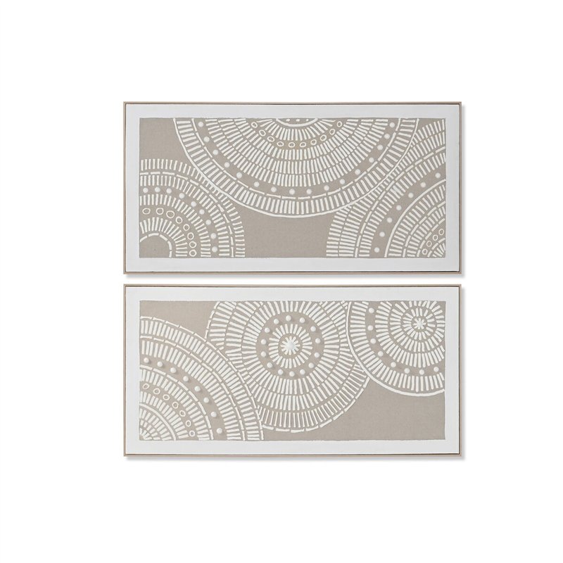 Cadre Home ESPRIT Blanc Beige Cercles Urbaine 122 x 4,5 x 62 cm (2 Unités)