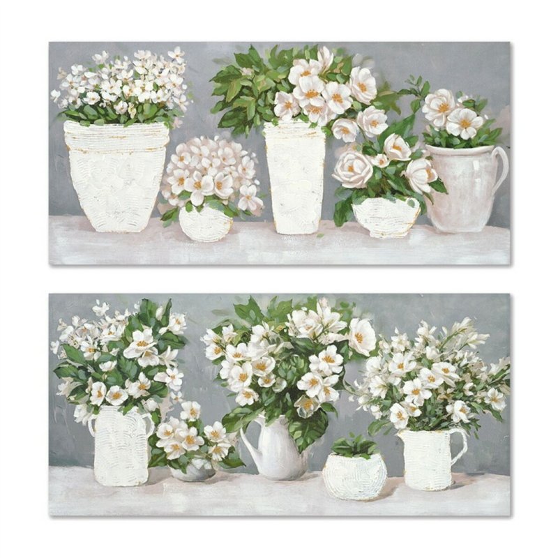 Cadre Home ESPRIT Blanc Gris Romantique 140 x 3 x 70 cm (2 Unités)