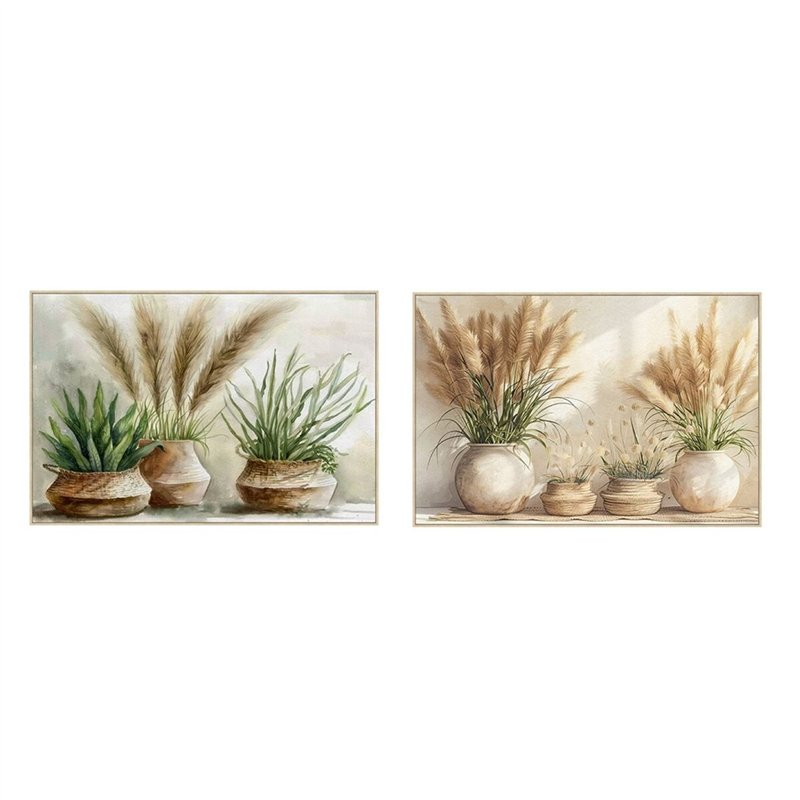 Cadre Home ESPRIT Vert Beige Pot Cottage 123 x 4,5 x 83 cm (2 Unités)