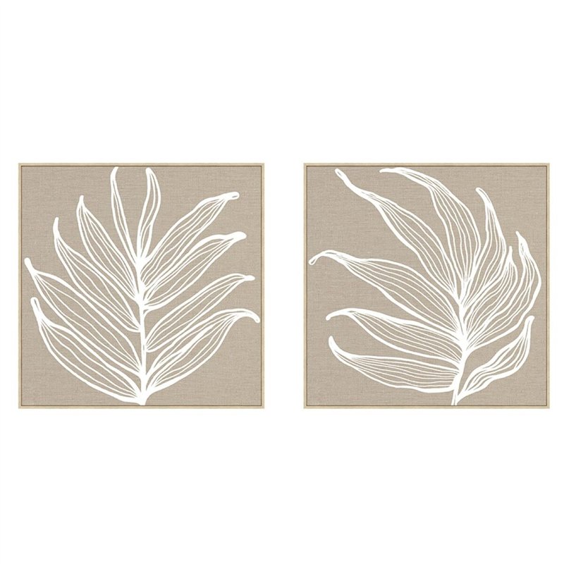Cadre Home ESPRIT Blanc Naturel Feuille d'une plante Scandinave 83 x 4,5 x 83 cm (2 Unités)