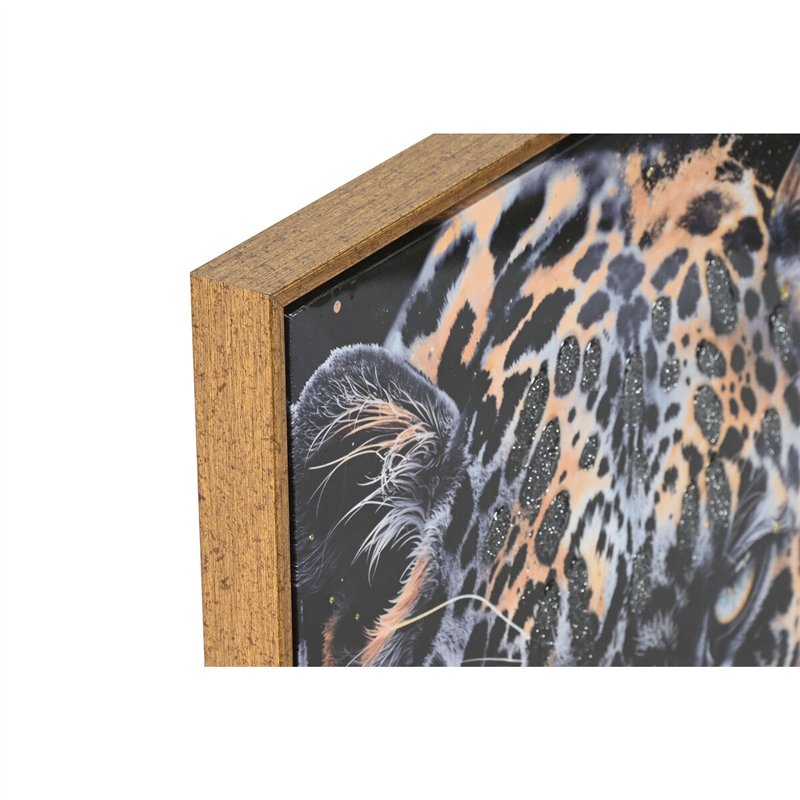 Image secondaire de Cadre Home ESPRIT Noir Doré Léopard Colonial Laqué 50 x 3,5 x 70 cm (2 Unités)