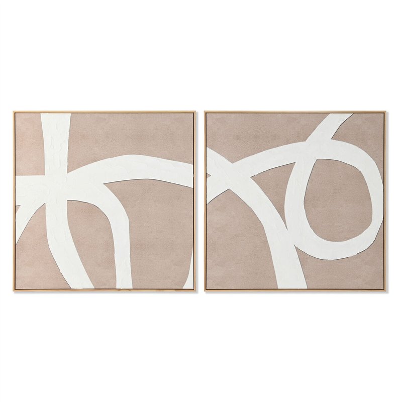 Cadre Home ESPRIT Blanc Beige Abstrait 103 x 4,3 x 103 cm (2 Unités)