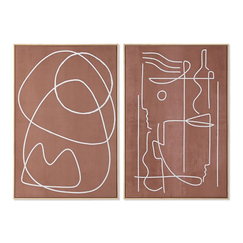 Cadre Home ESPRIT Beige Terre cuite Abstrait 83 x 4,3 x 123 cm (2 Unités)