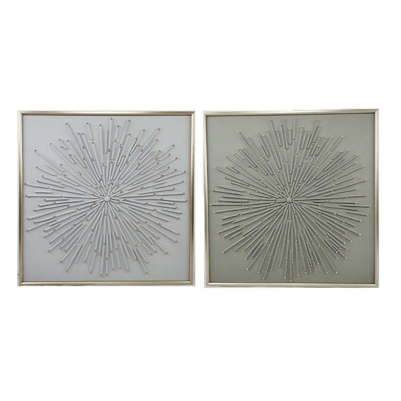 Cadre Home ESPRIT Blanc Beige Abstrait Moderne 100 x 3,5 x 100 cm (2 Unités)