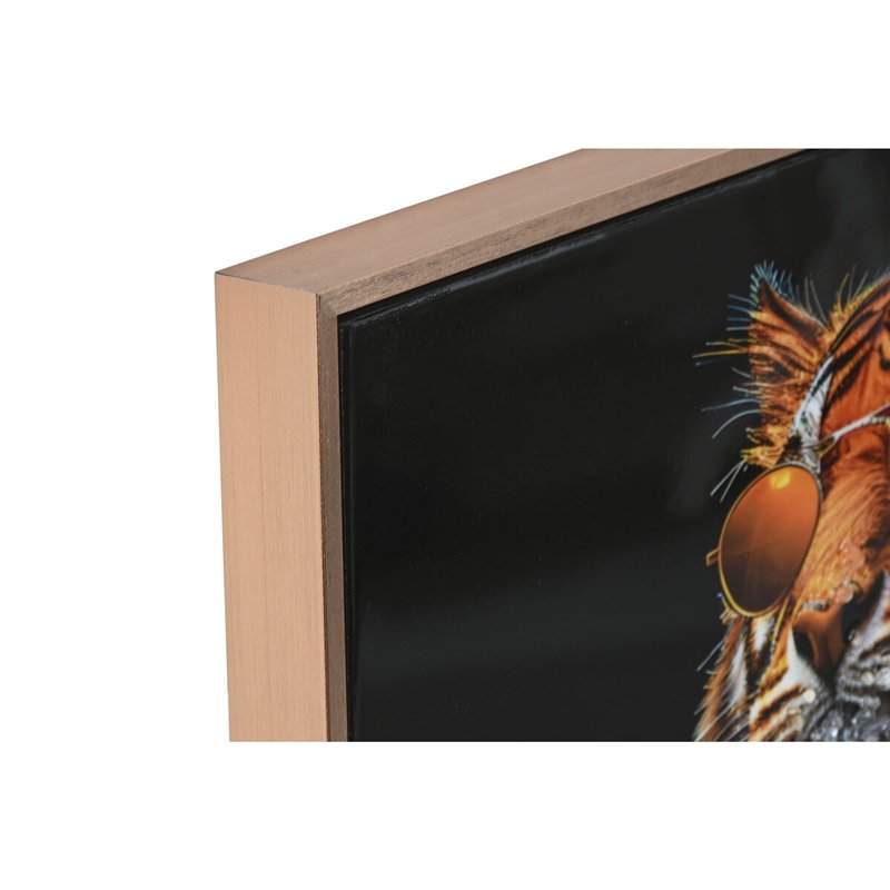 Image secondaire de Cadre Home ESPRIT Noir Turquoise Tigre Laqué 60 x 3,5 x 60 cm (2 Unités)