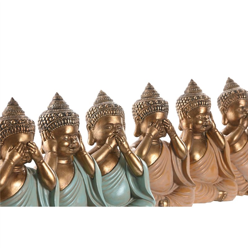 Image secondaire de Figurine Décorative Home ESPRIT Vert Rose Doré Buda Oriental 11 x 9 x 17 cm (6 Unités)