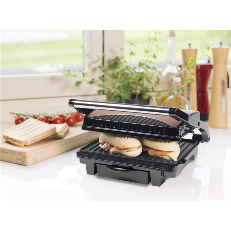 Image secondaire de Bestron Gril Panini électrique, Gril avec bac de récupération, Gril Viande électrique avec poignée Cool-Touch et revêtement anti
