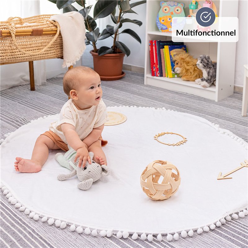 Image secondaire de ODOXIA Couverture Etape Bébé en Français | Tapis Photo Rond Mois Garçon, Fille, Unisexe | Neutre | Cadeau Baby-Shower Personnali