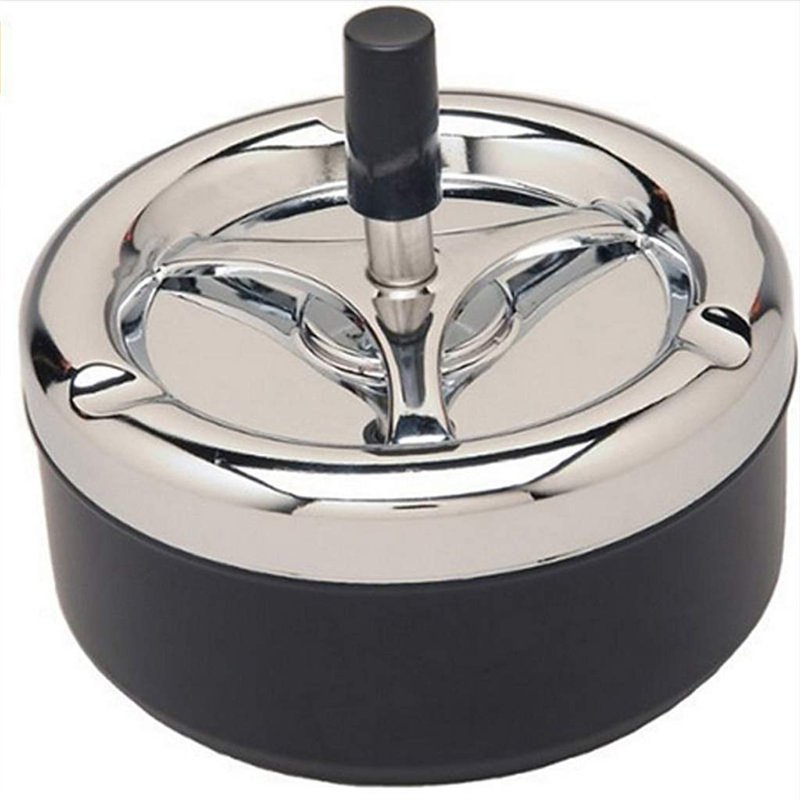 Cendriers Exterieur de Table Cendrier à Cigarette Rond en métal avec Plateau tournant, Noir Portable Cendriers