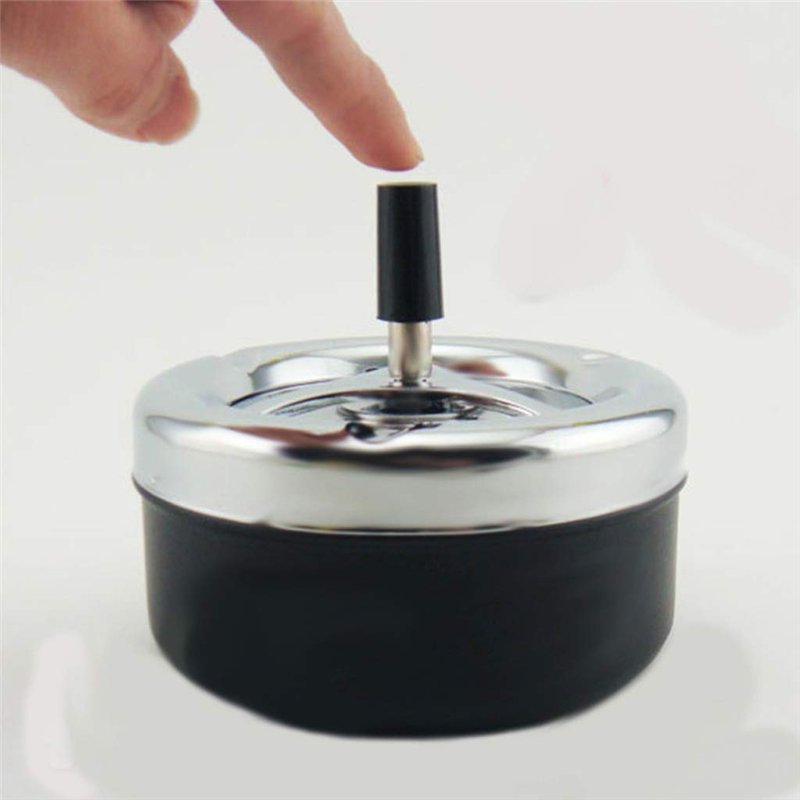 Image secondaire de Cendriers Exterieur de Table Cendrier à Cigarette Rond en métal avec Plateau tournant, Noir Portable Cendriers