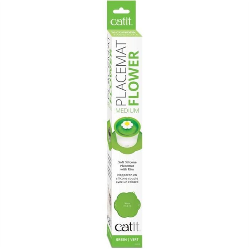 Image secondaire de Tapis de protection pour fontaine ou gamelle - Catit - Silicone antidérapant - Forme de fleur - Vert