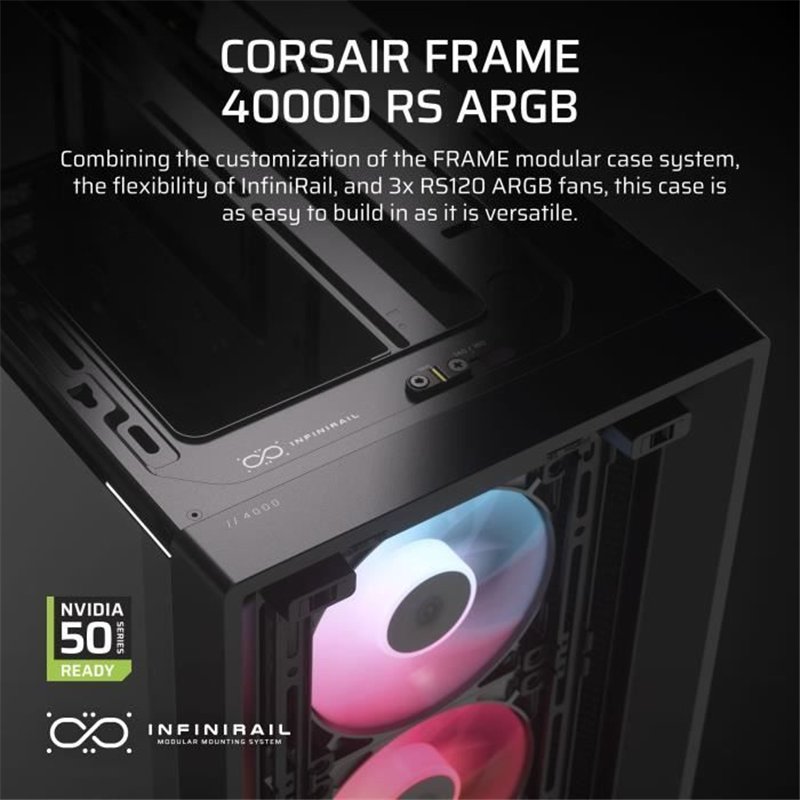 Image secondaire de Boîtier PC - CORSAIR - Série FRAME 4000D RS ARGB - Moyen-tour - 3 ventilateurs ARGB - Noir