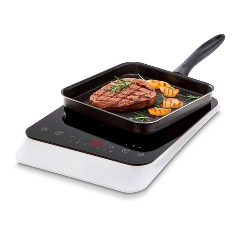 Plaque Induction Posable - MEDION MD18490 - 1 Foyer - 2000W - 60/240°C - 8 Programmes - L 29 x P 36 x H 6 cm - Blanc/Noir