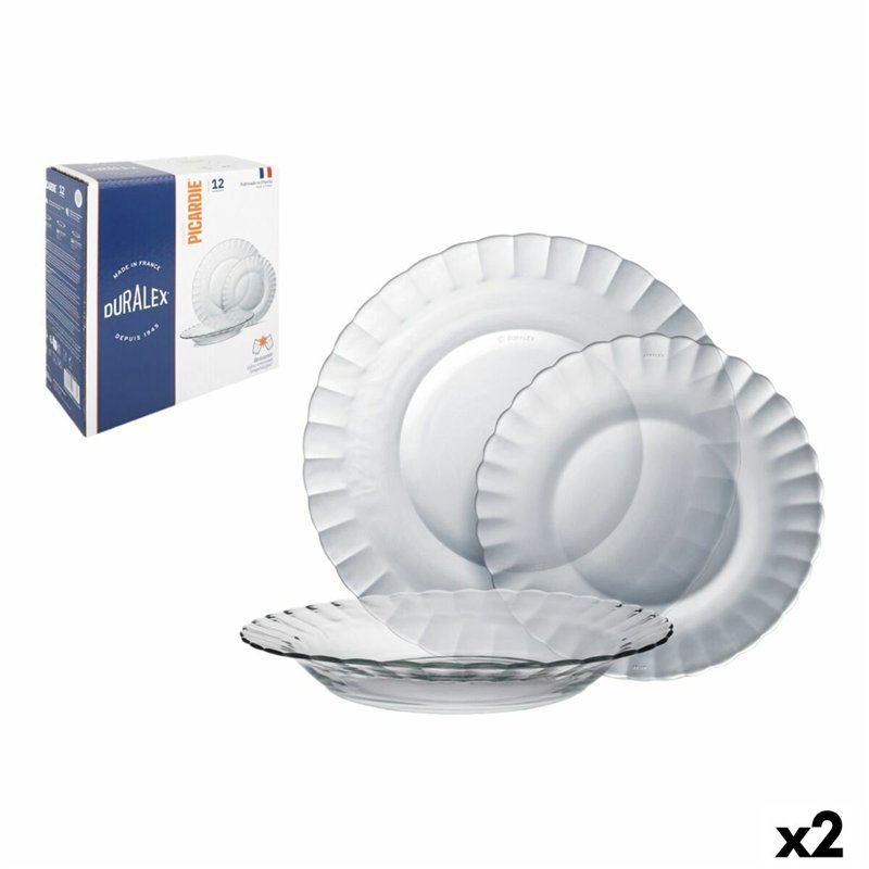 Assiettes Duralex Picardie Transparent 12 Pièces (2 Unités)