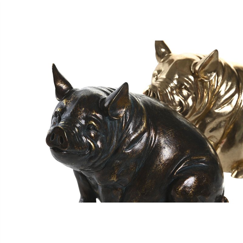 Image secondaire de Figurine Décorative DKD Home Decor Cuivre Doré Cochon 18,5 x 10,5 x 14 cm (2 Unités)