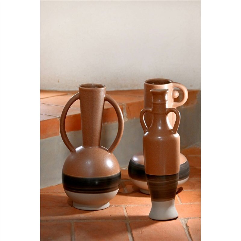 Image secondaire de Vase DKD Home Decor Blanc Gris Terre cuite Porcelaine 9,6 x 9 x 28,6 cm 9,6 x 9 x 29 cm (3 Unités)