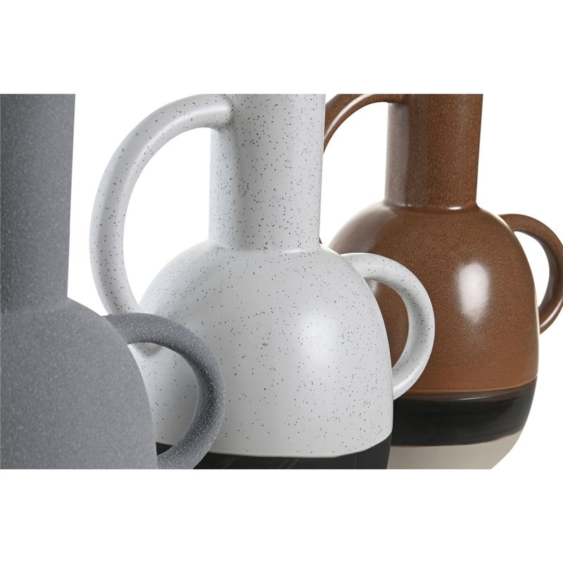 Image secondaire de Vase DKD Home Decor Blanc Gris Terre cuite Porcelaine 19,5 x 12 x 22,6 cm (3 Unités)