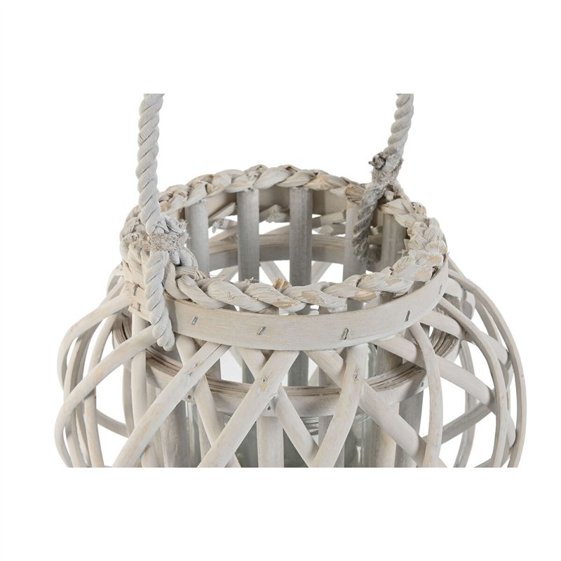 Image secondaire de Bougeoir Home ESPRIT Blanc osier Verre 23 x 23 x 18 cm