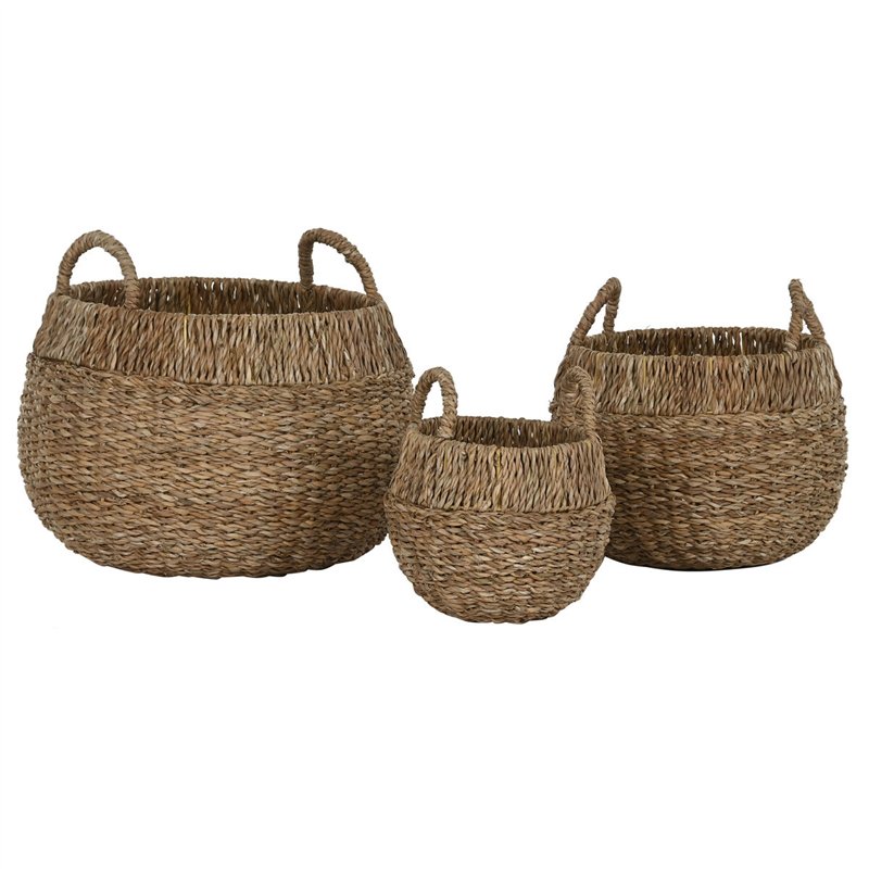Image secondaire de Set de basket Home ESPRIT Naturel Métal Herbier marin Boho (3 Pièces)